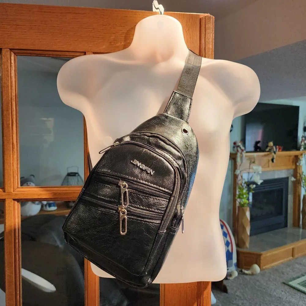 Men and Women PU Leather Chest Bag, Crossbody Bag NWOT 11.8 in by 7.8 in
